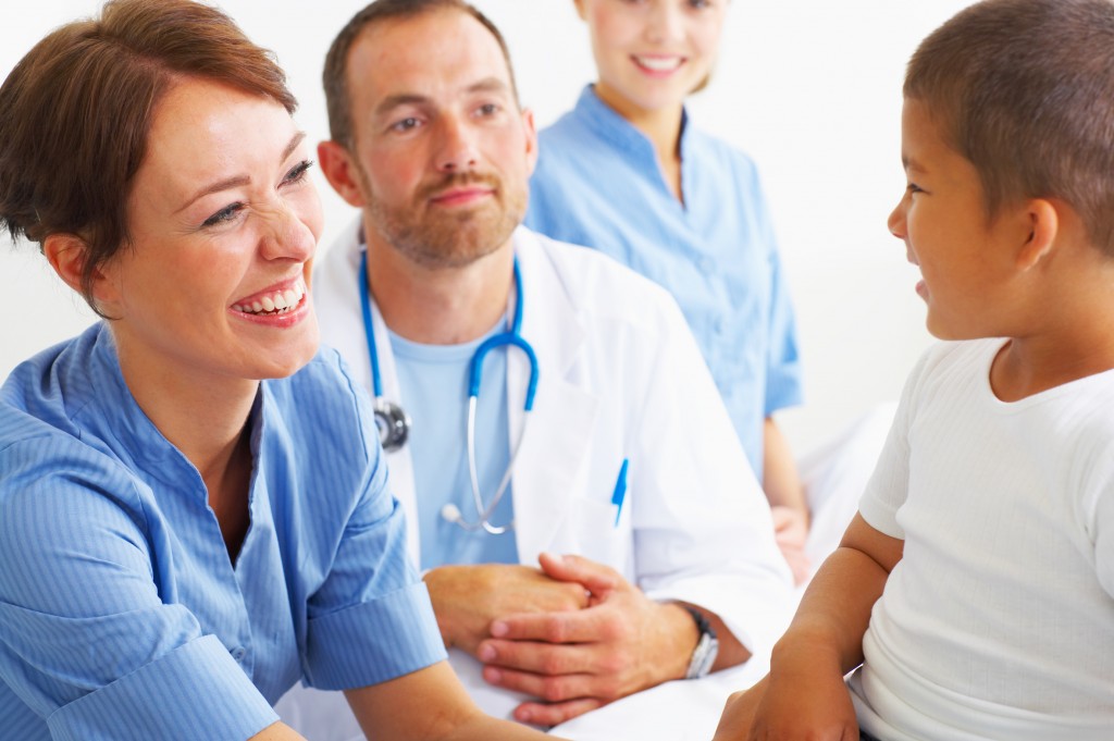 A young boy visiting the hospital for a check-up